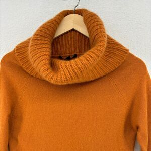 DAVID MEISTER Sweater M Cashmere Turtleneck 3/4 Sleeve Pullover Pumpkin Orange